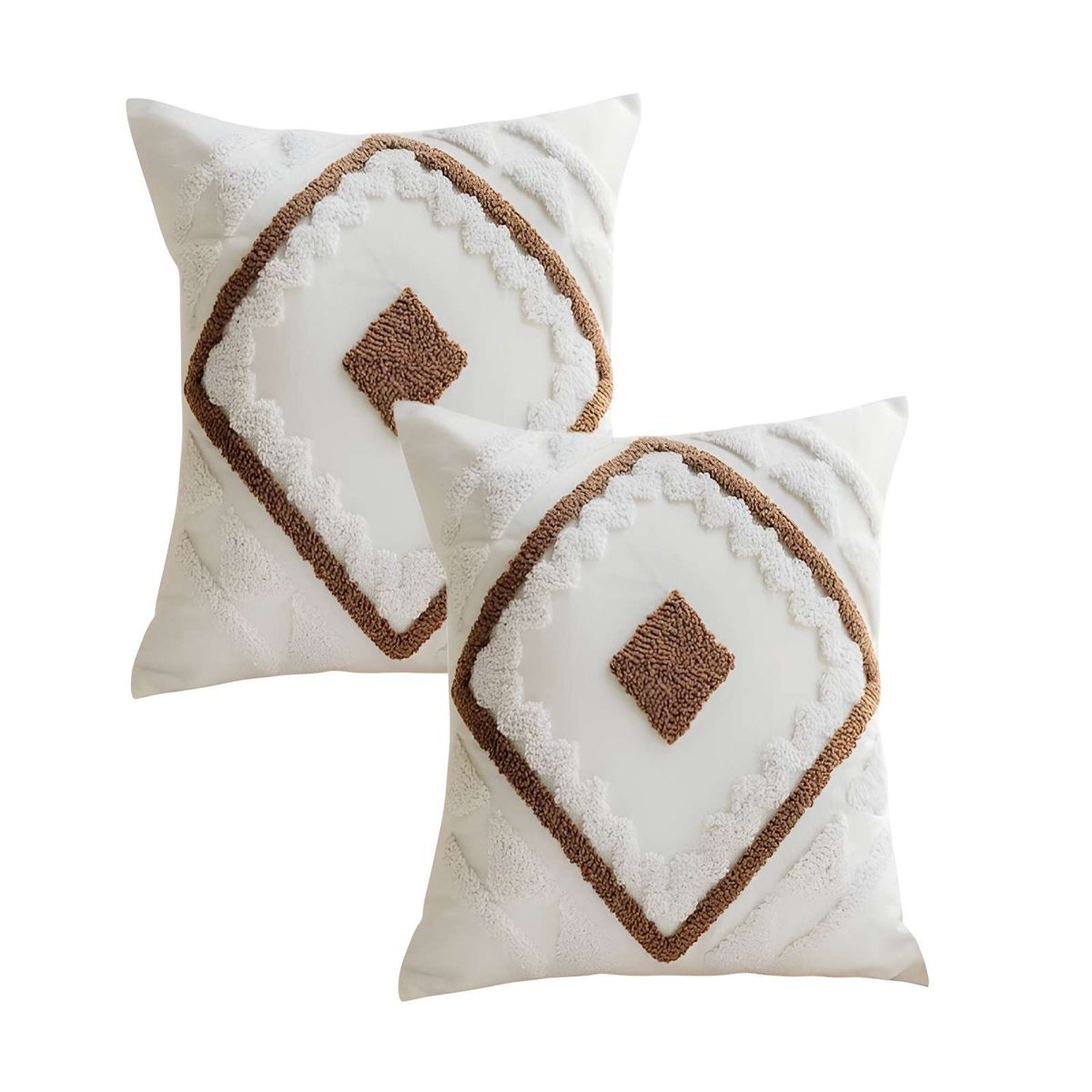 GENERICO - PACK DE 2 FUNDAS DE COJIN TUFTING 45X45 CM BLANCO 01