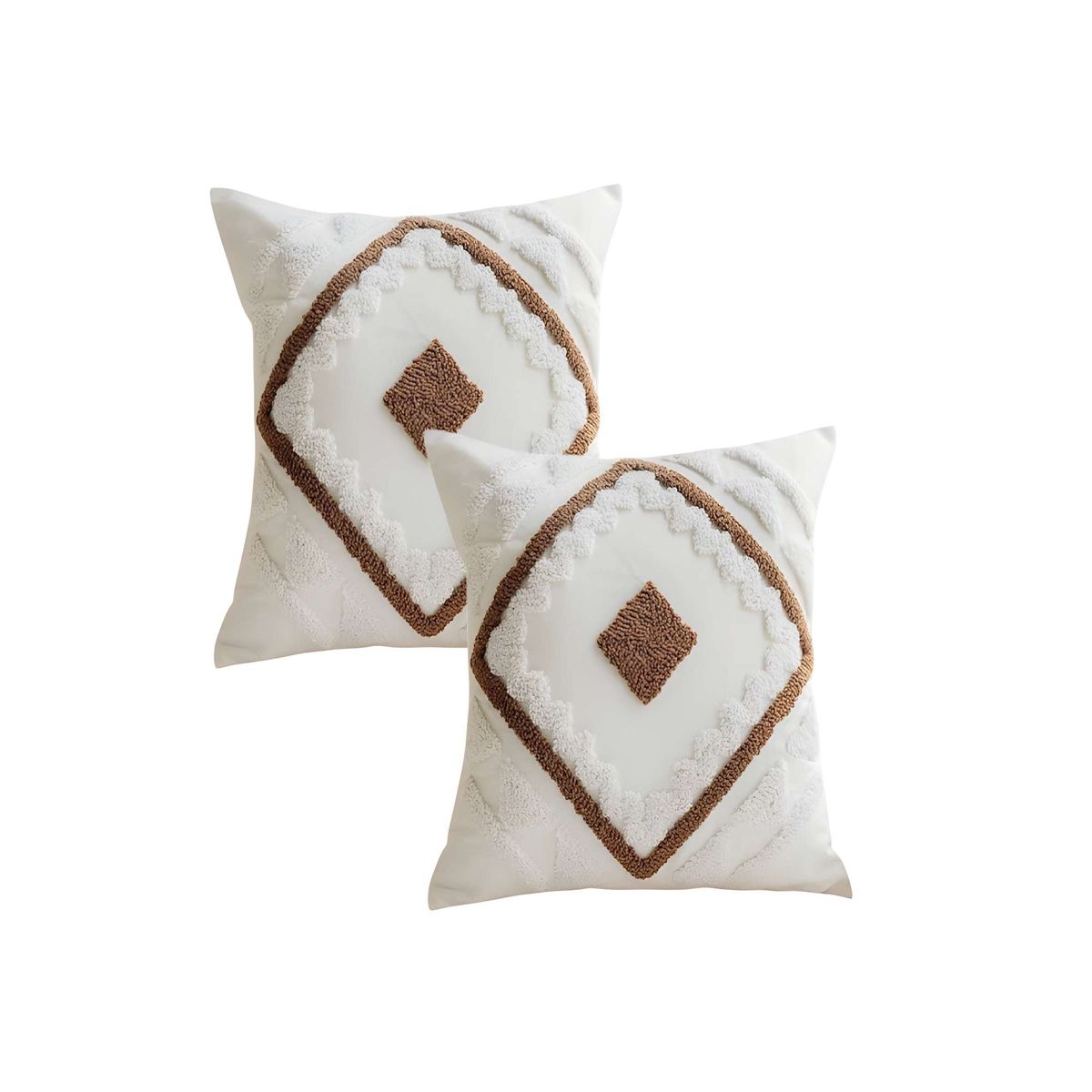 GENERICO - PACK DE 2 FUNDAS DE COJIN TUFTING 45X45 CM BLANCO 01