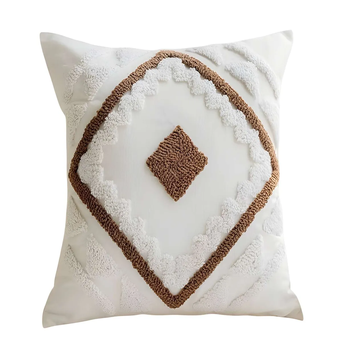 GENERICO - PACK DE 2 FUNDAS DE COJIN TUFTING 45X45 CM BLANCO 01