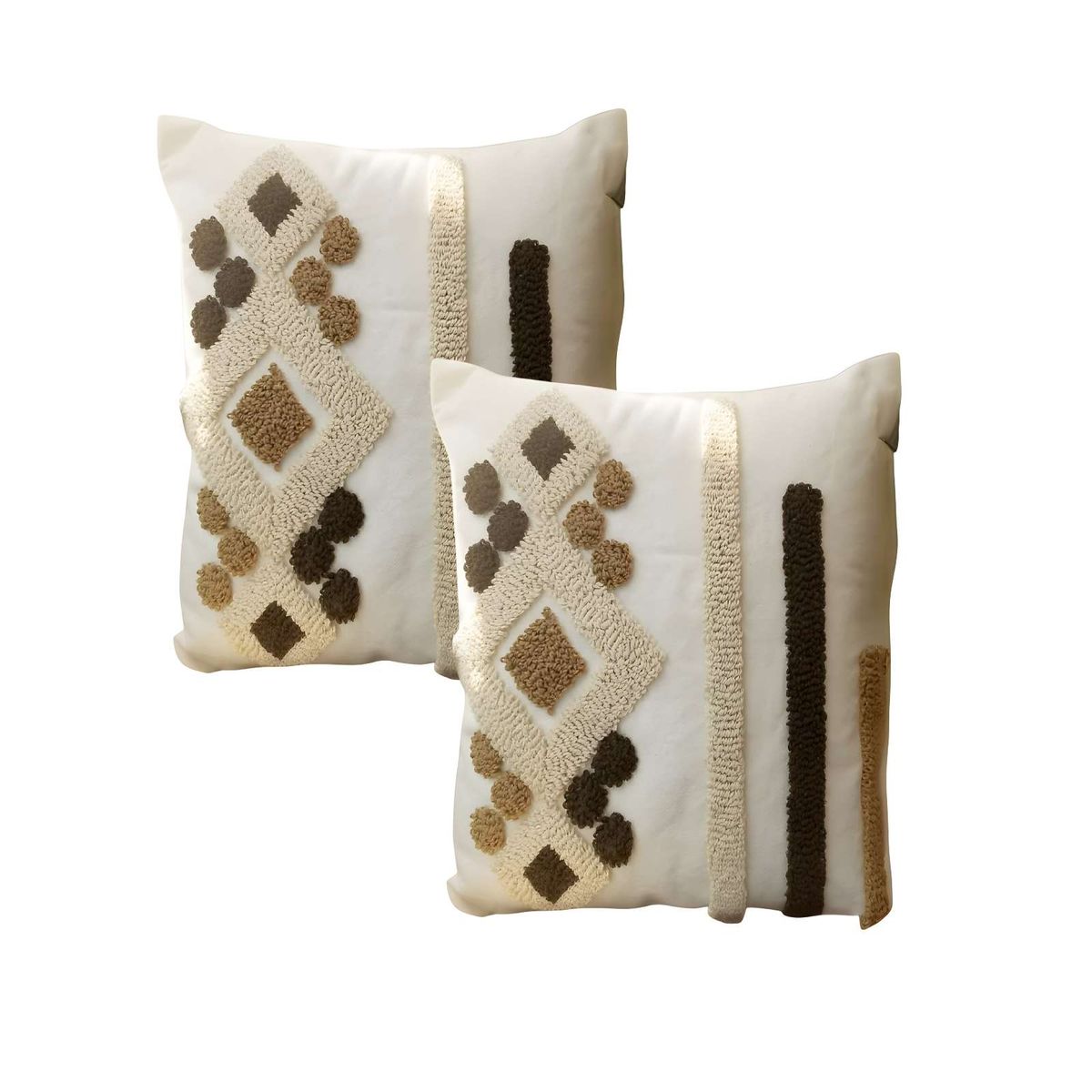 GENERICO - PACK DE 2 FUNDAS DE COJIN TUFTING 45X45 CM BEIGE 01