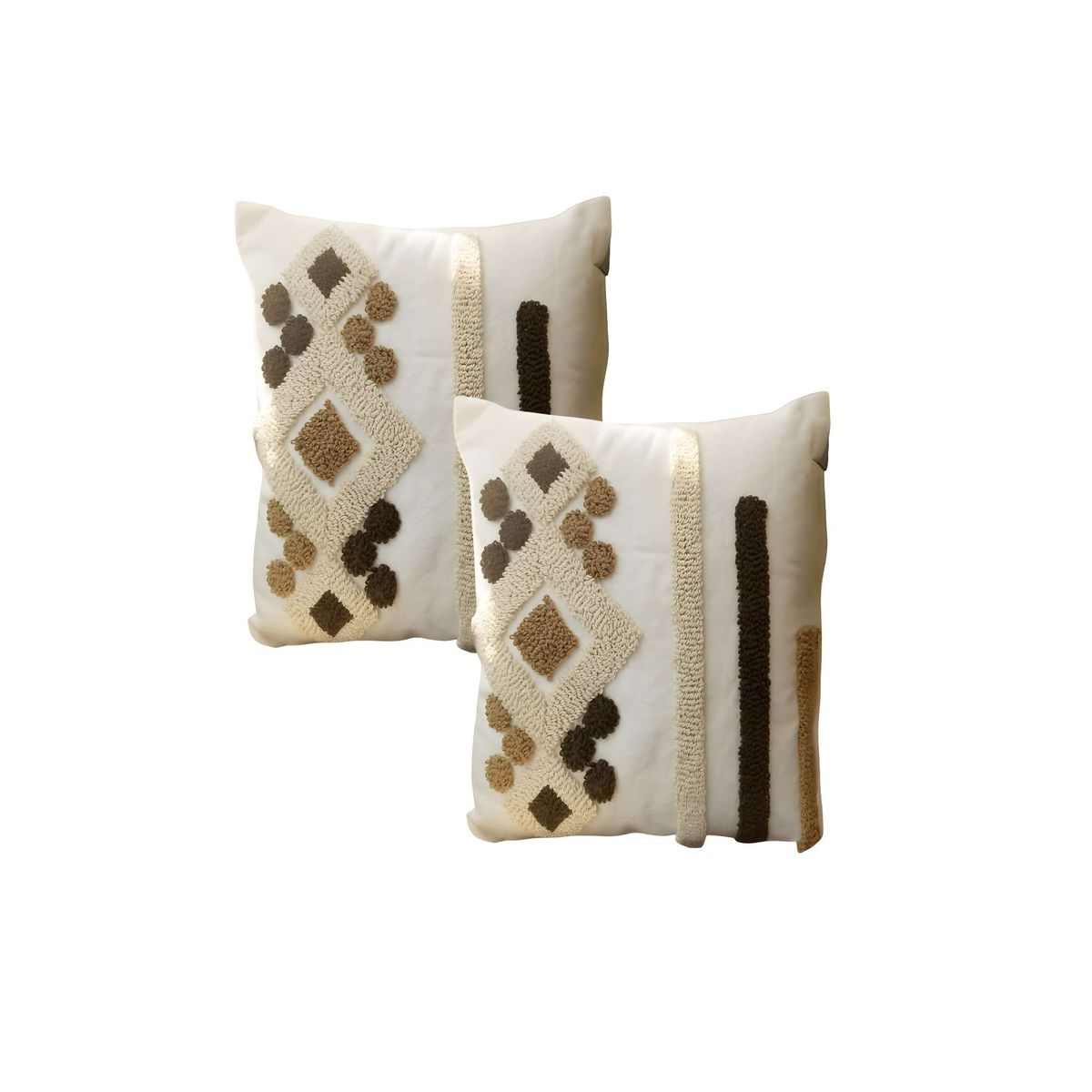 GENERICO - PACK DE 2 FUNDAS DE COJIN TUFTING 45X45 CM BEIGE 01