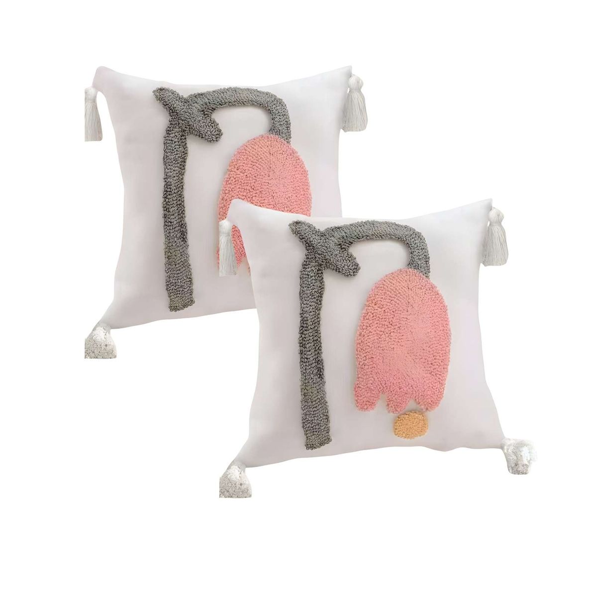 GENERICO - PACK DE 2 FUNDAS DE COJIN TUFTING 45X45 CM BLANCO 03