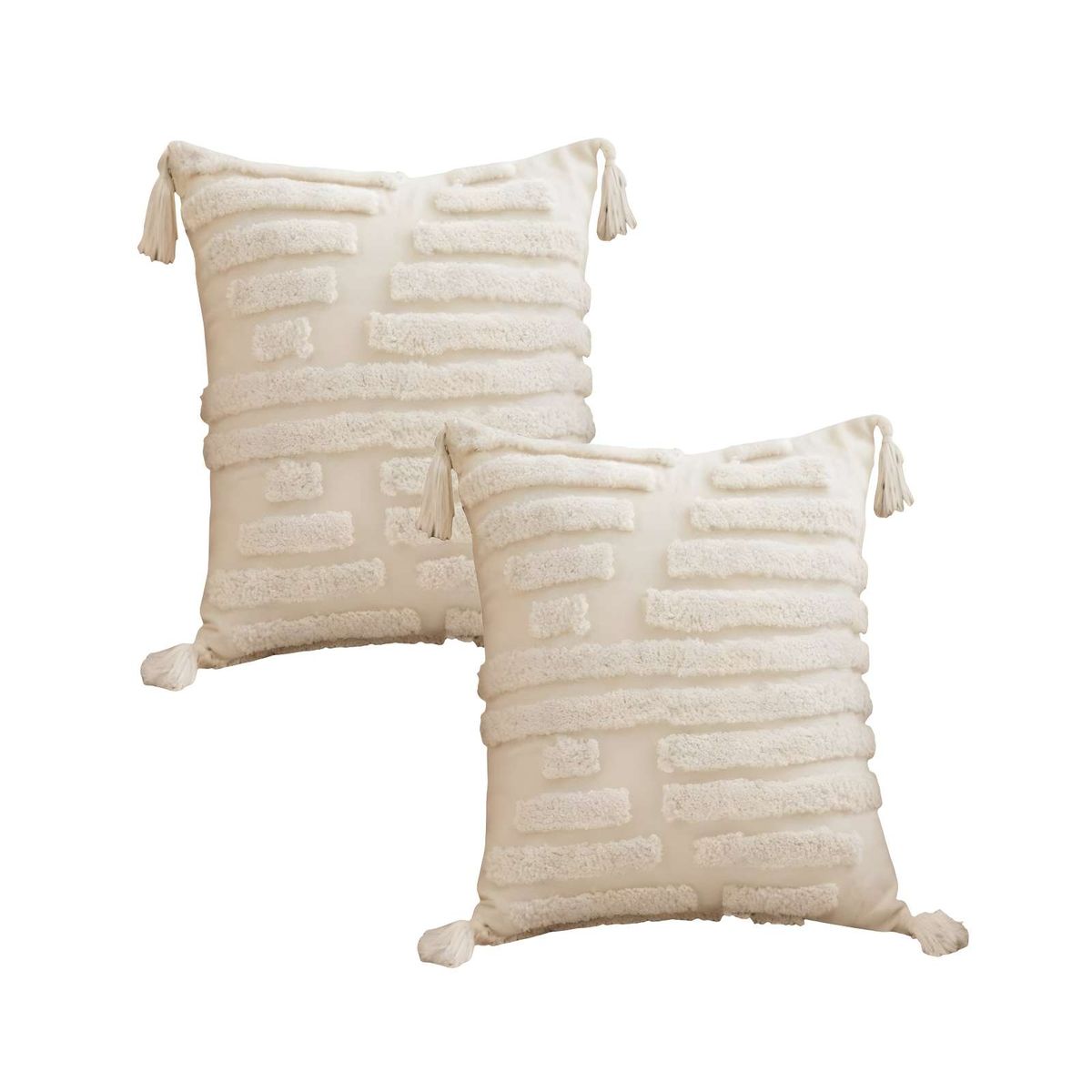 GENERICO - PACK DE 2 FUNDAS DE COJIN TUFTING 45X45 CM BEIGE 03