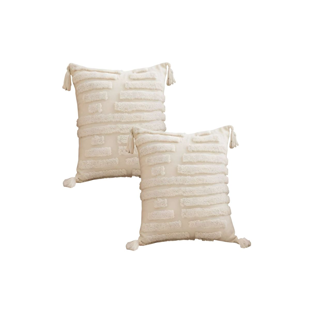 GENERICO - PACK DE 2 FUNDAS DE COJIN TUFTING 45X45 CM BEIGE 03