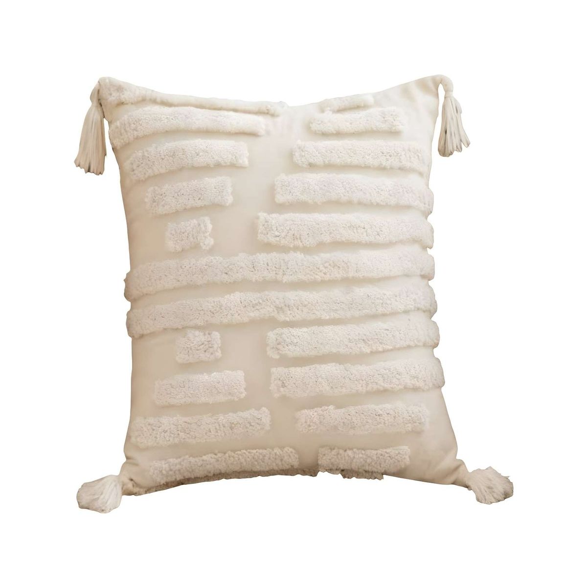 GENERICO - PACK DE 2 FUNDAS DE COJIN TUFTING 45X45 CM BEIGE 03