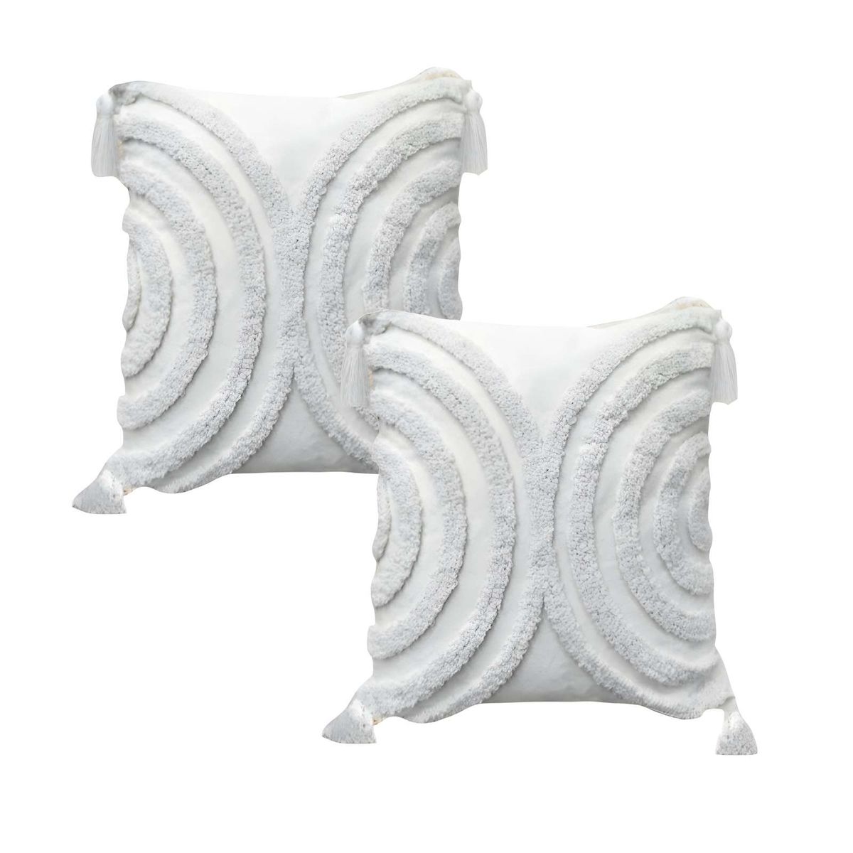 GENERICO - PACK DE 2 FUNDAS DE COJIN TUFTING 45X45 CM BLANCO 09