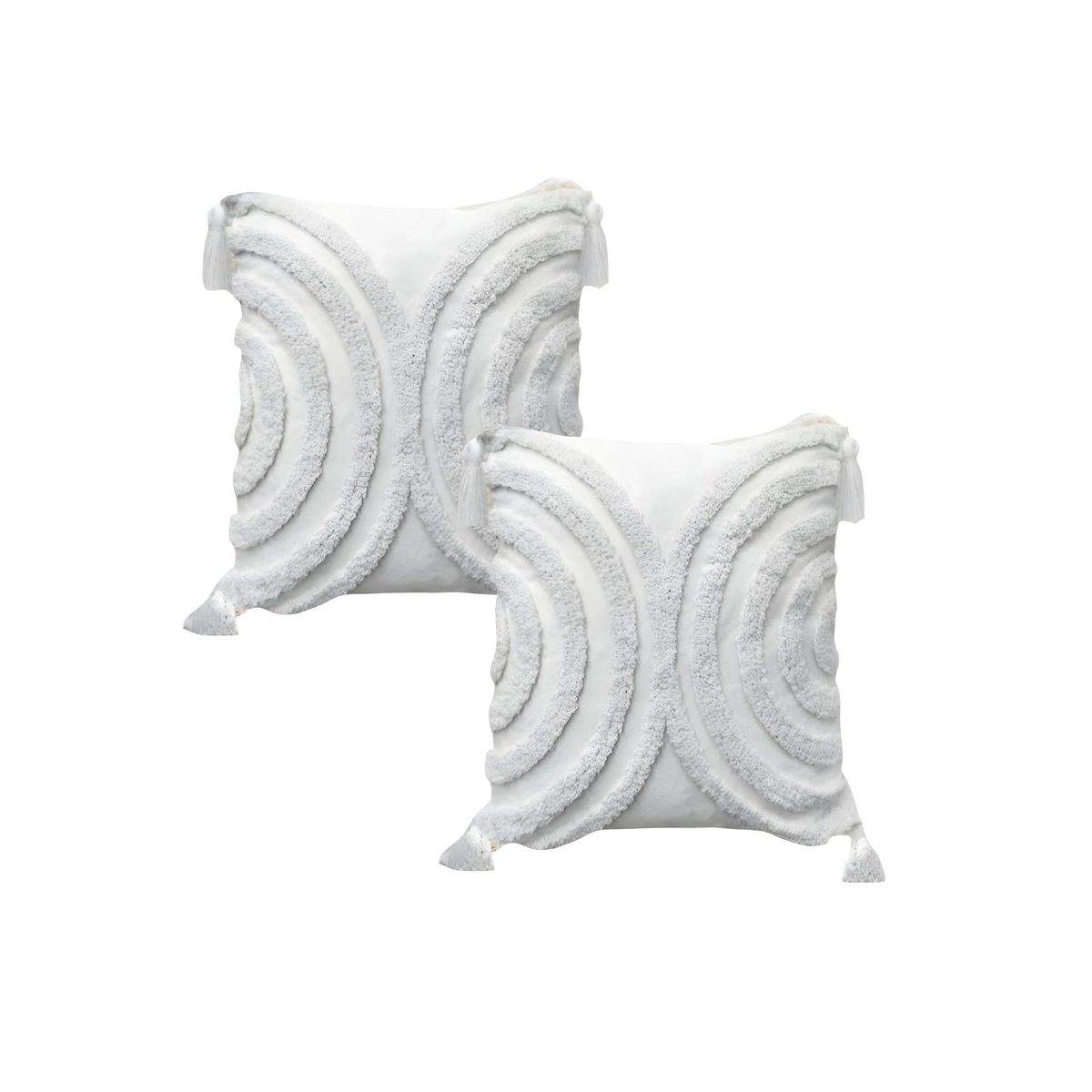 GENERICO - PACK DE 2 FUNDAS DE COJIN TUFTING 45X45 CM BLANCO 09