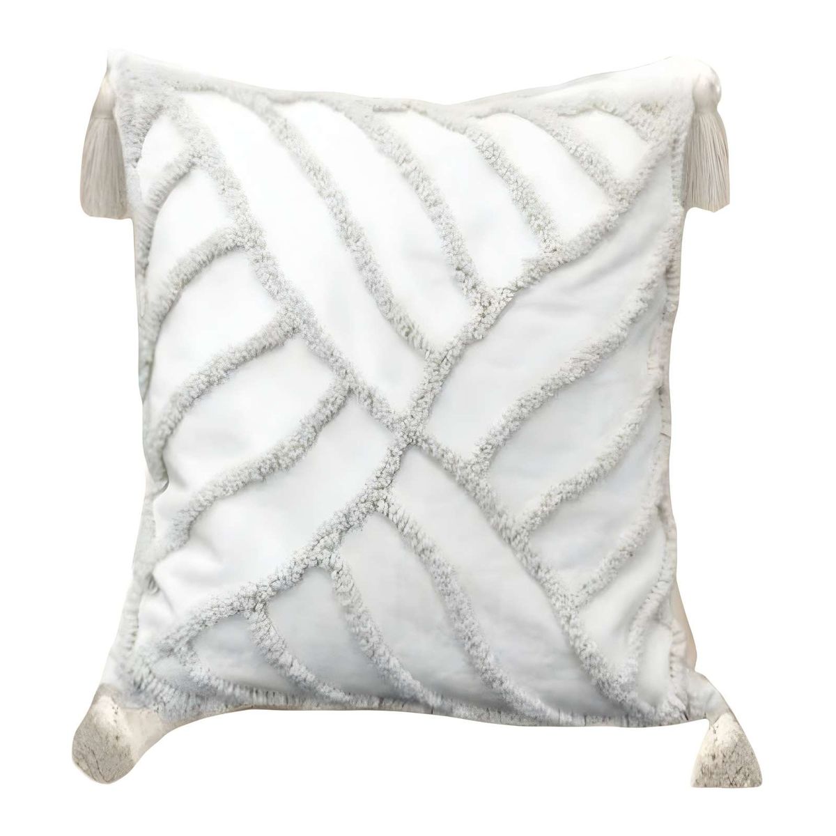 GENERICO - PACK DE 2 FUNDAS DE COJIN TUFTING 45X45 CM BLANCO 09