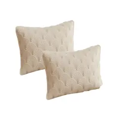 GENERICO - PACK DE 2 FUNDAS DE COJIN SERIE ABANICO 30X50 CM BEIGE