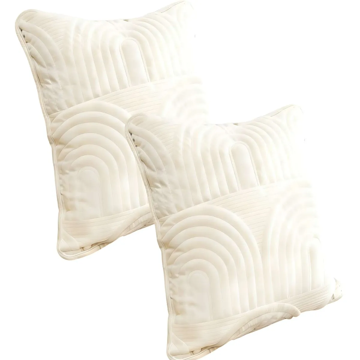 GENERICO - PACK DE 2 FUNDAS DE COJIN SERIE ARCO 45X45 CM BLANCO