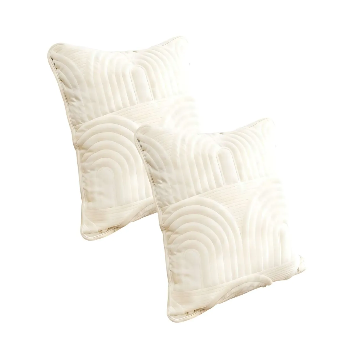 GENERICO - PACK DE 2 FUNDAS DE COJIN SERIE ARCO 45X45 CM BLANCO