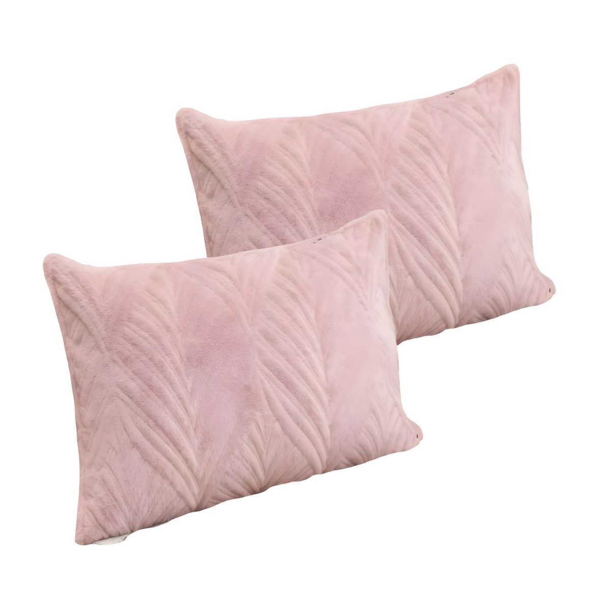 GENERICO - PACK DE 2 FUNDAS DE COJIN SERIE HOJAS 30X50 CM ROSA