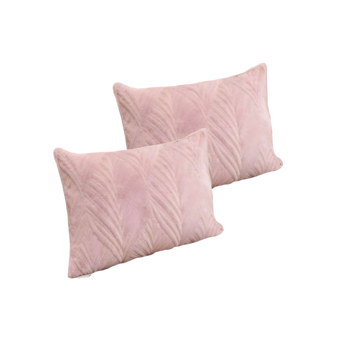 GENERICO - PACK DE 2 FUNDAS DE COJIN SERIE HOJAS 30X50 CM ROSA