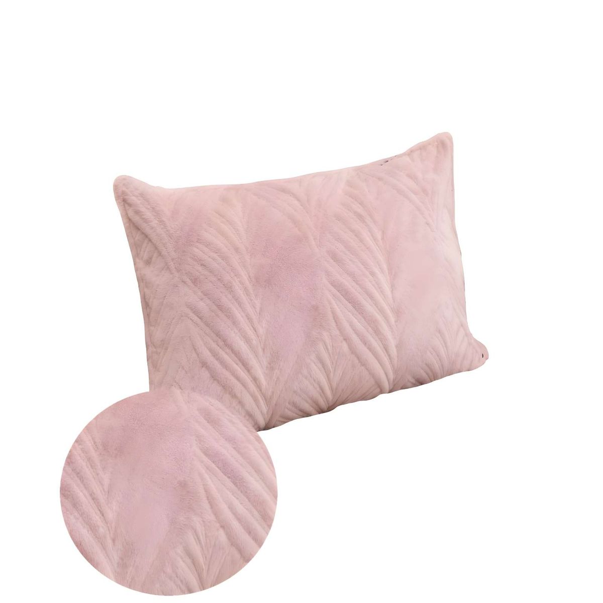 GENERICO - PACK DE 2 FUNDAS DE COJIN SERIE HOJAS 30X50 CM ROSA