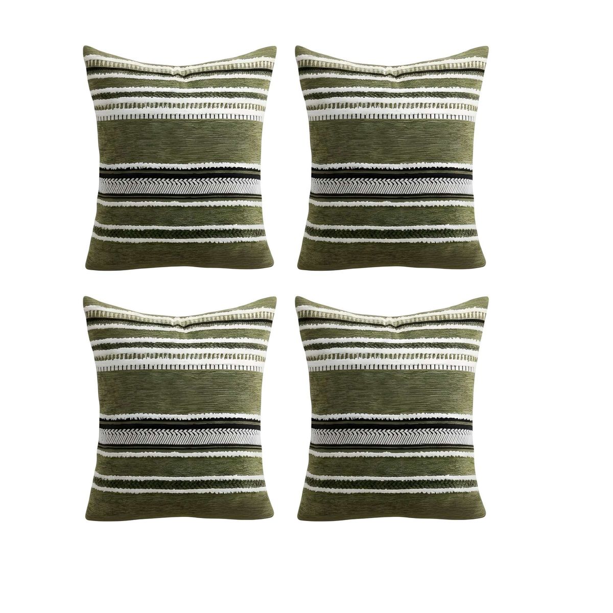 GENERICO - PACK DE 4 FUNDAS DE COJIN CON RELIEVE 45X45CM VERDE