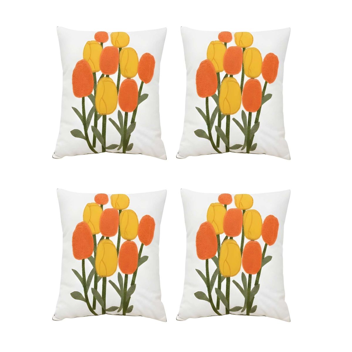 GENERICO - PACK DE 4 FUNDAS DE COJIN BORDADAS 45X45CM BLANCO 01
