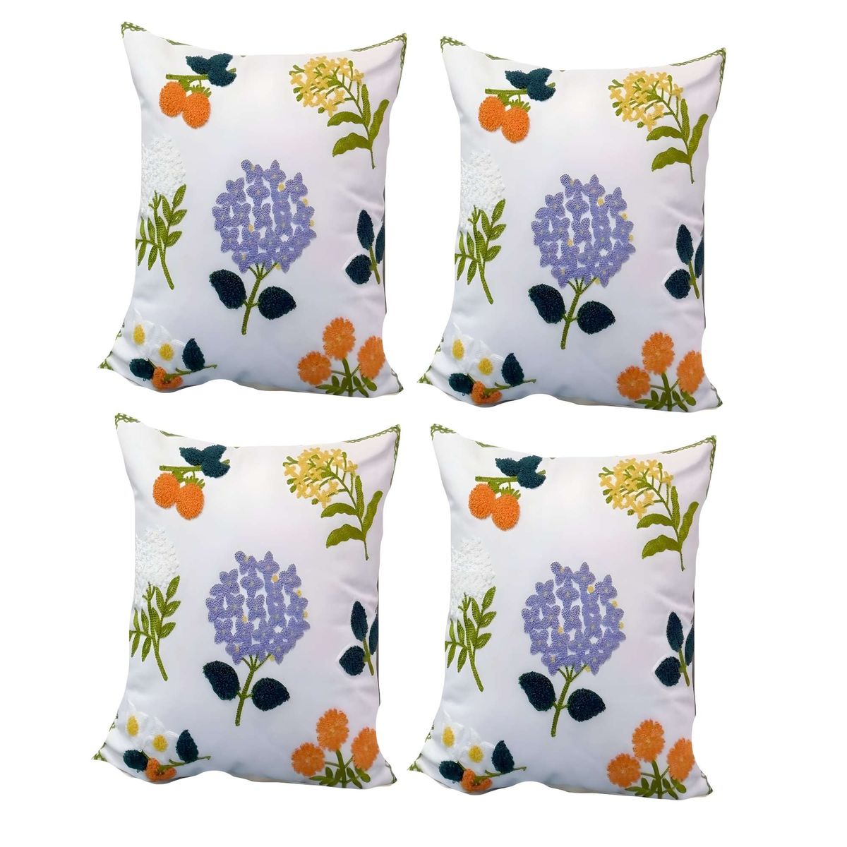 GENERICO - PACK DE 4 FUNDAS DE COJIN BORDADAS 45X45CM BLANCO 10