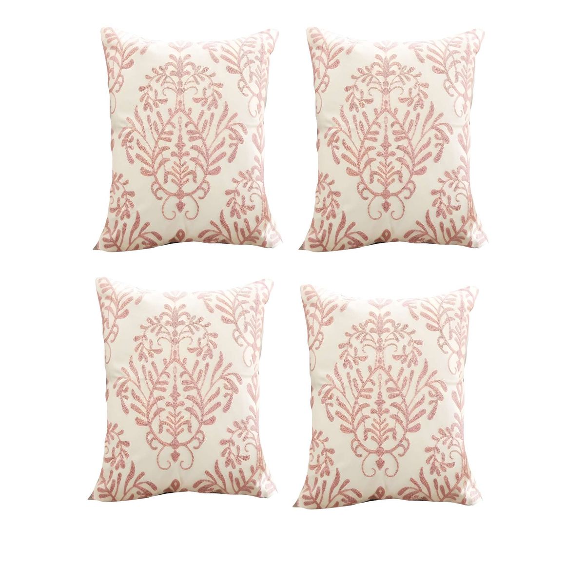 GENERICO - PACK DE 4 FUNDAS DE COJIN BORDADAS 45X45CM BLANCO 14