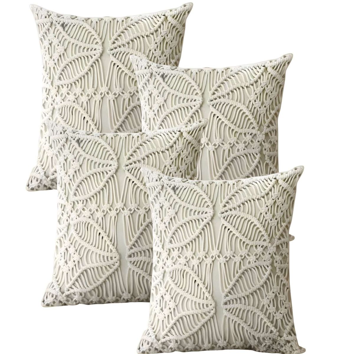 GENERICO - PACK DE 4 FUNDAS DE COJIN CON ESTILO BOHEMIO 45X45CM BEIGE 03