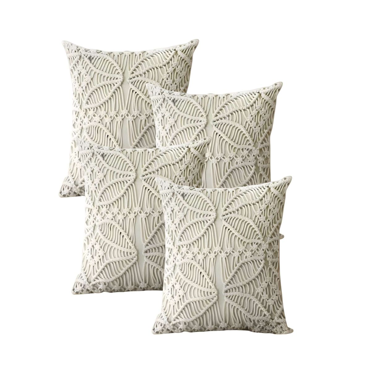 GENERICO - PACK DE 4 FUNDAS DE COJIN CON ESTILO BOHEMIO 45X45CM BEIGE 03
