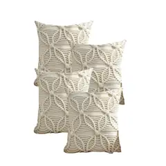 GENERICO - PACK DE 4 FUNDAS DE COJIN CON ESTILO BOHEMIO 45X45CM BEIGE 04