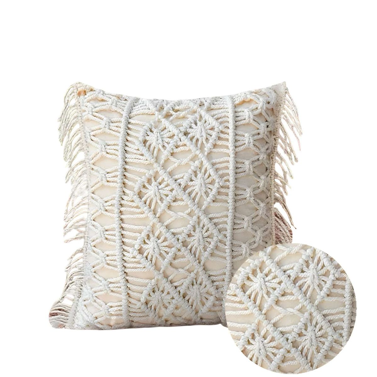 GENERICO - PACK DE 4 FUNDAS DE COJIN CON ESTILO BOHEMIO 45X45CM BEIGE 06