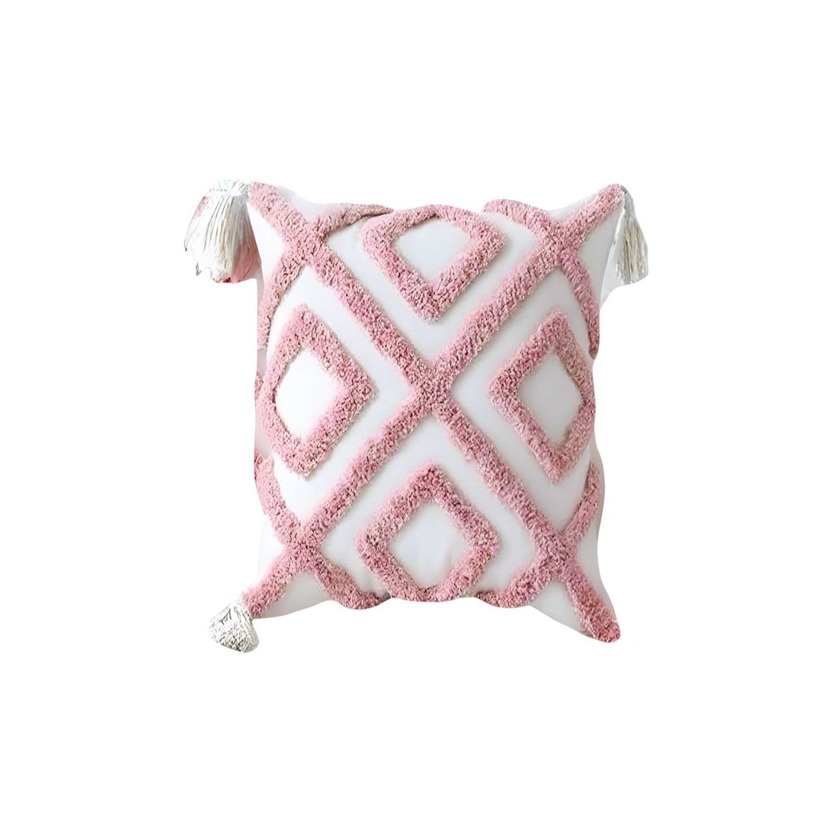 GENERICO - PACK DE 4 FUNDAS DE COJIN TUFTING 45X45 CM BLANCO 08