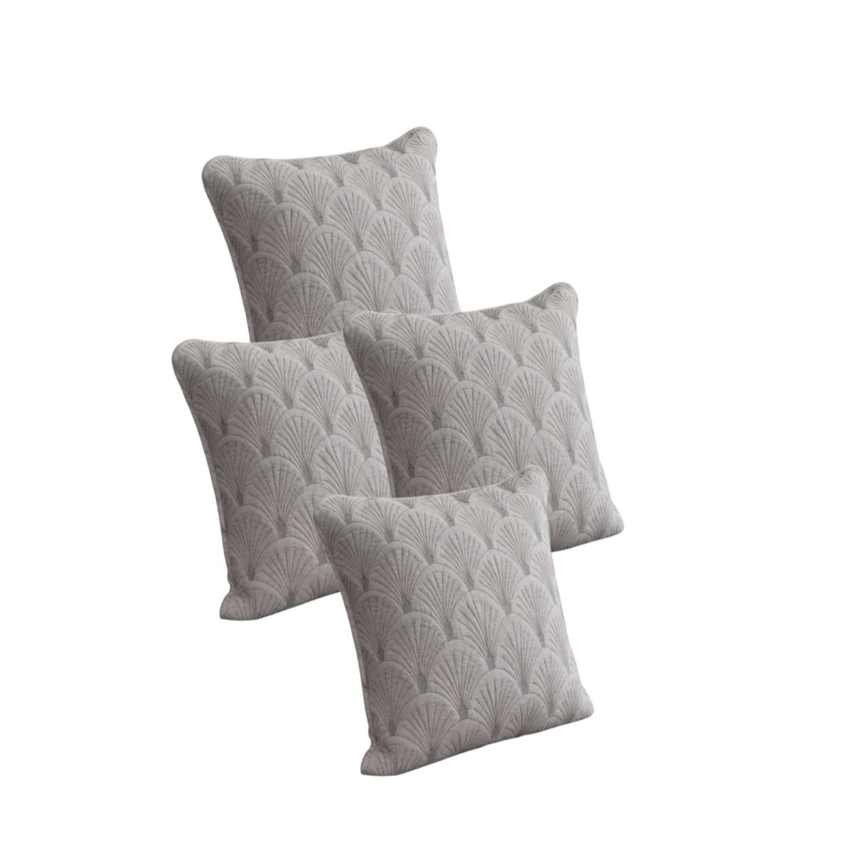 GENERICO - PACK DE 4 FUNDAS DE COJIN SERIE ABANICO 45X45 CM GRIS