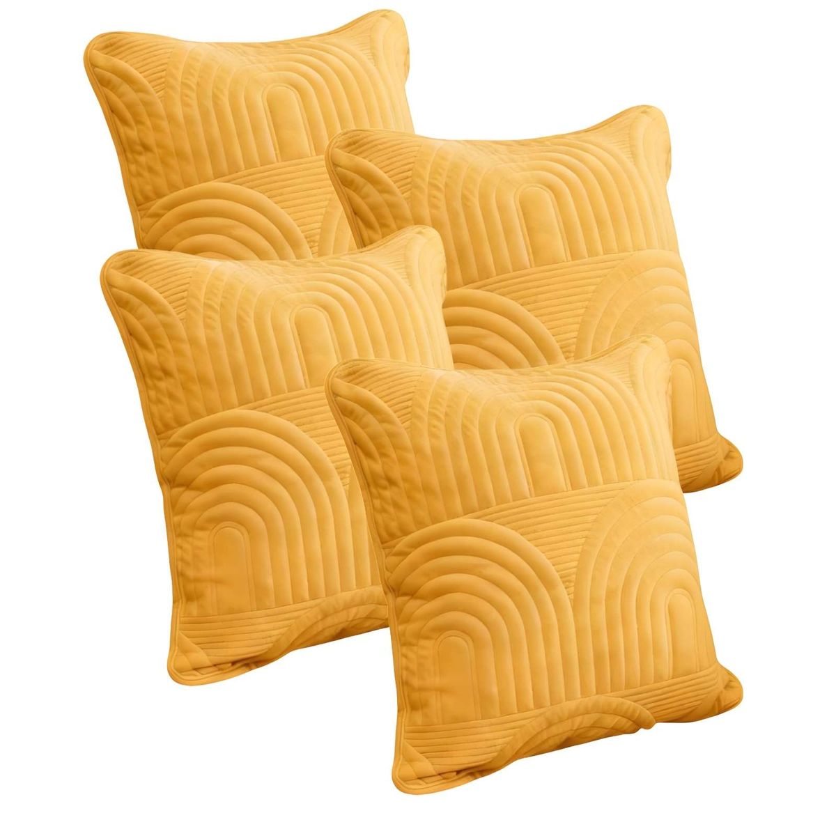GENERICO - PACK DE 4 FUNDAS DE COJIN SERIE ARCO 45X45 CM AMARILLO
