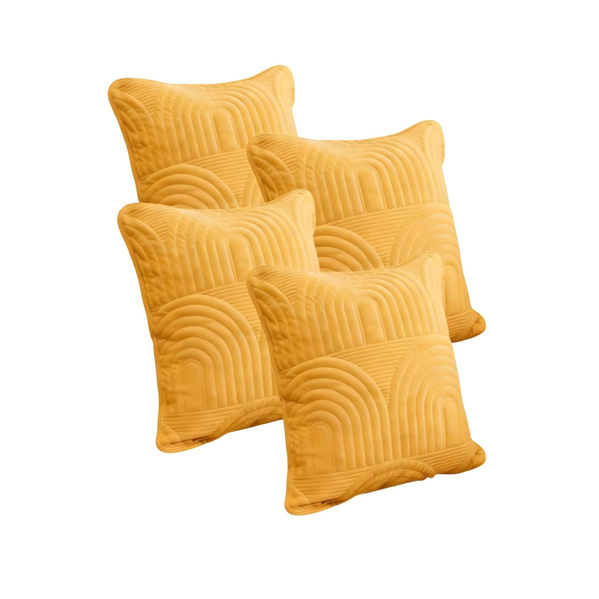 GENERICO - PACK DE 4 FUNDAS DE COJIN SERIE ARCO 45X45 CM AMARILLO