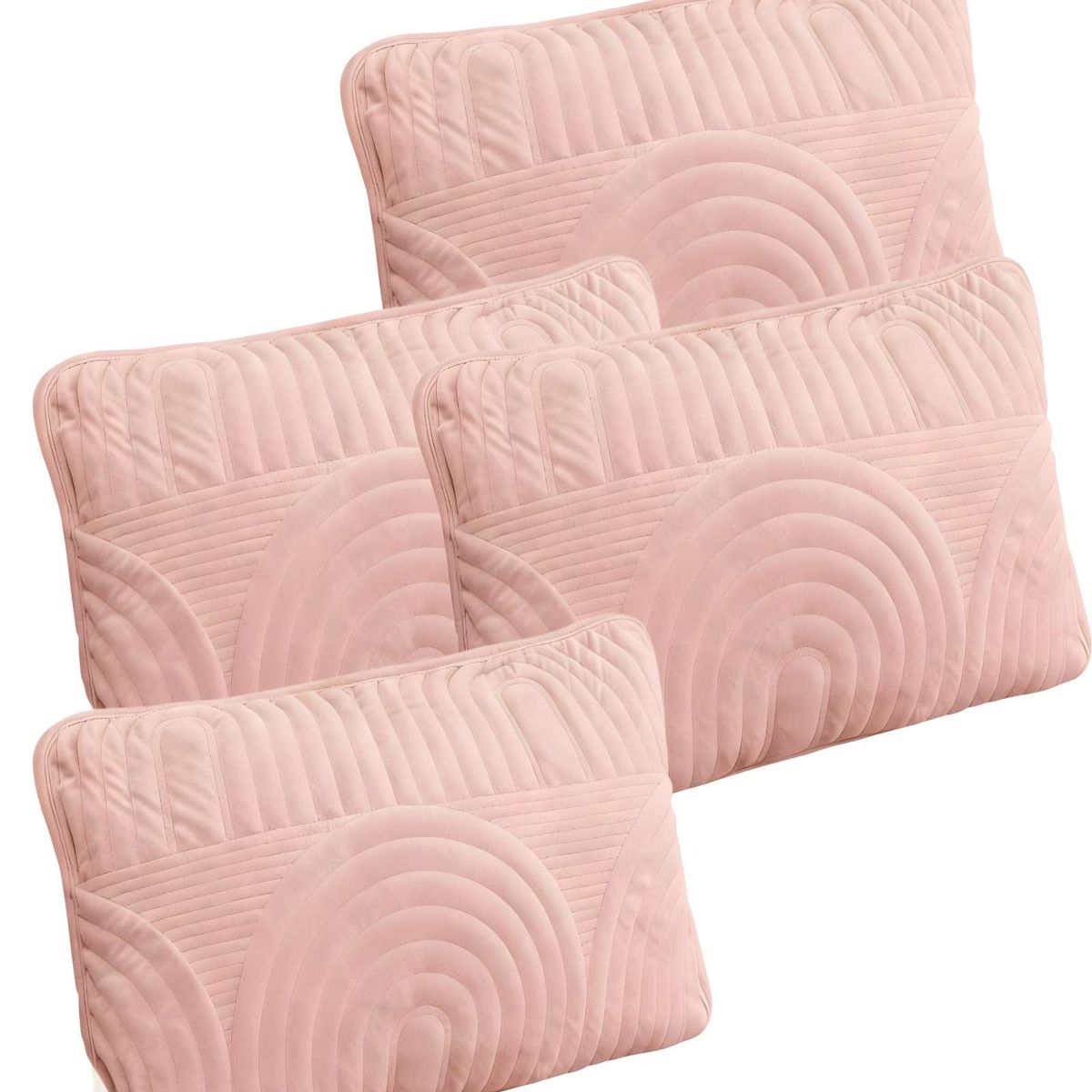 GENERICO - PACK DE 4 FUNDAS DE COJIN SERIE ARCO 30X50 CM ROSA