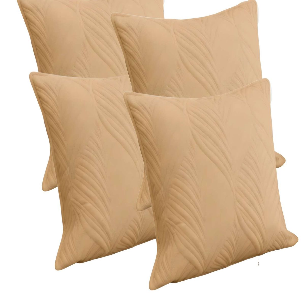 GENERICO - PACK DE 4 FUNDAS DE COJIN SERIE HOJAS 45X45 CM CAFÉ