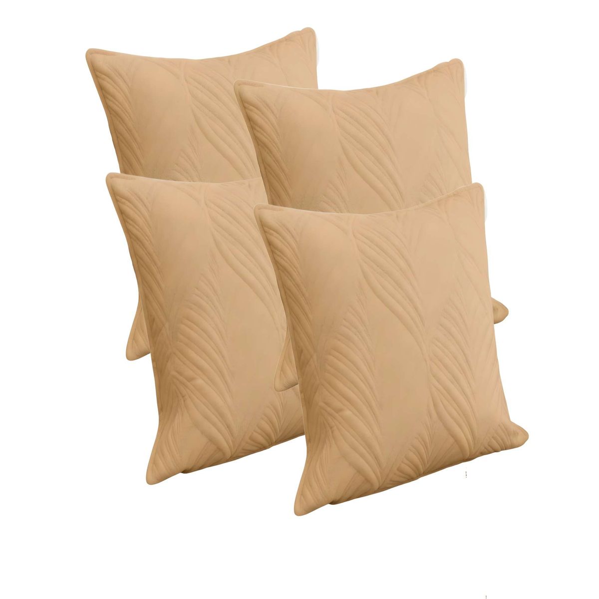 GENERICO - PACK DE 4 FUNDAS DE COJIN SERIE HOJAS 45X45 CM CAFÉ