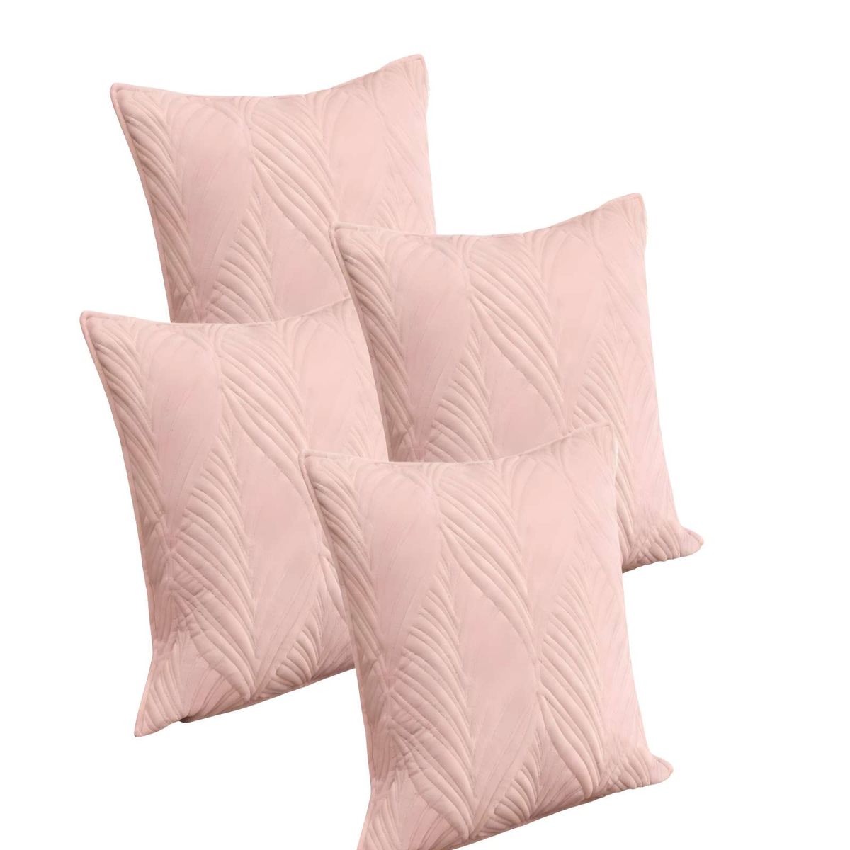 GENERICO - PACK DE 4 FUNDAS DE COJIN SERIE HOJAS 45X45 CM ROSA