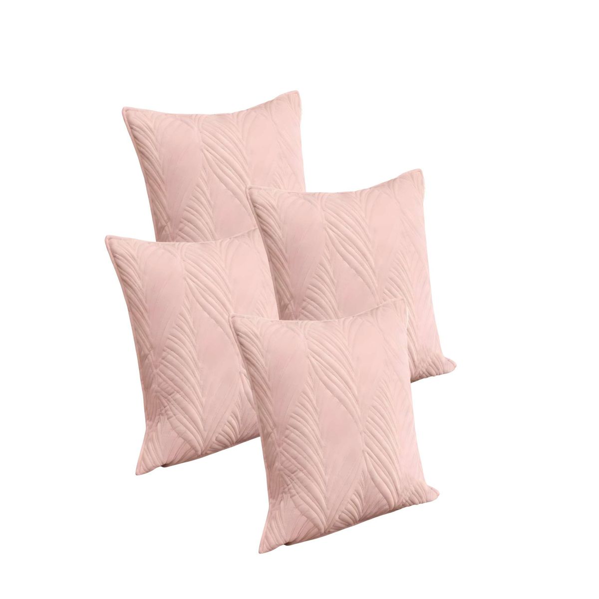 GENERICO - PACK DE 4 FUNDAS DE COJIN SERIE HOJAS 45X45 CM ROSA