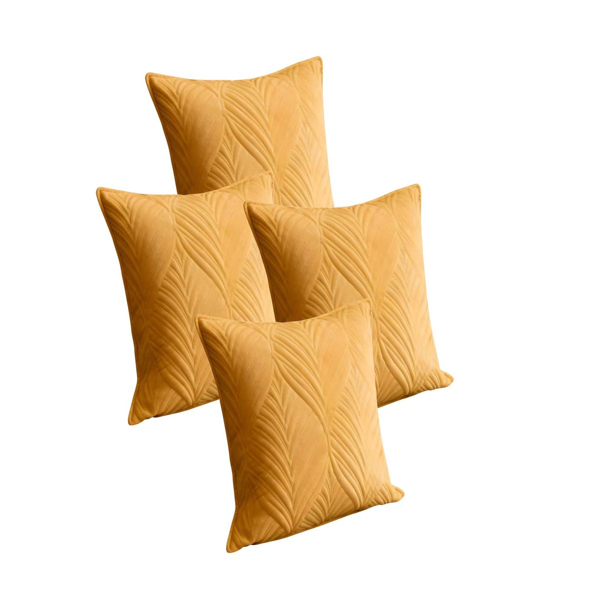 GENERICO - PACK DE 4 FUNDAS DE COJIN SERIE HOJAS 45X45 CM AMARILLO