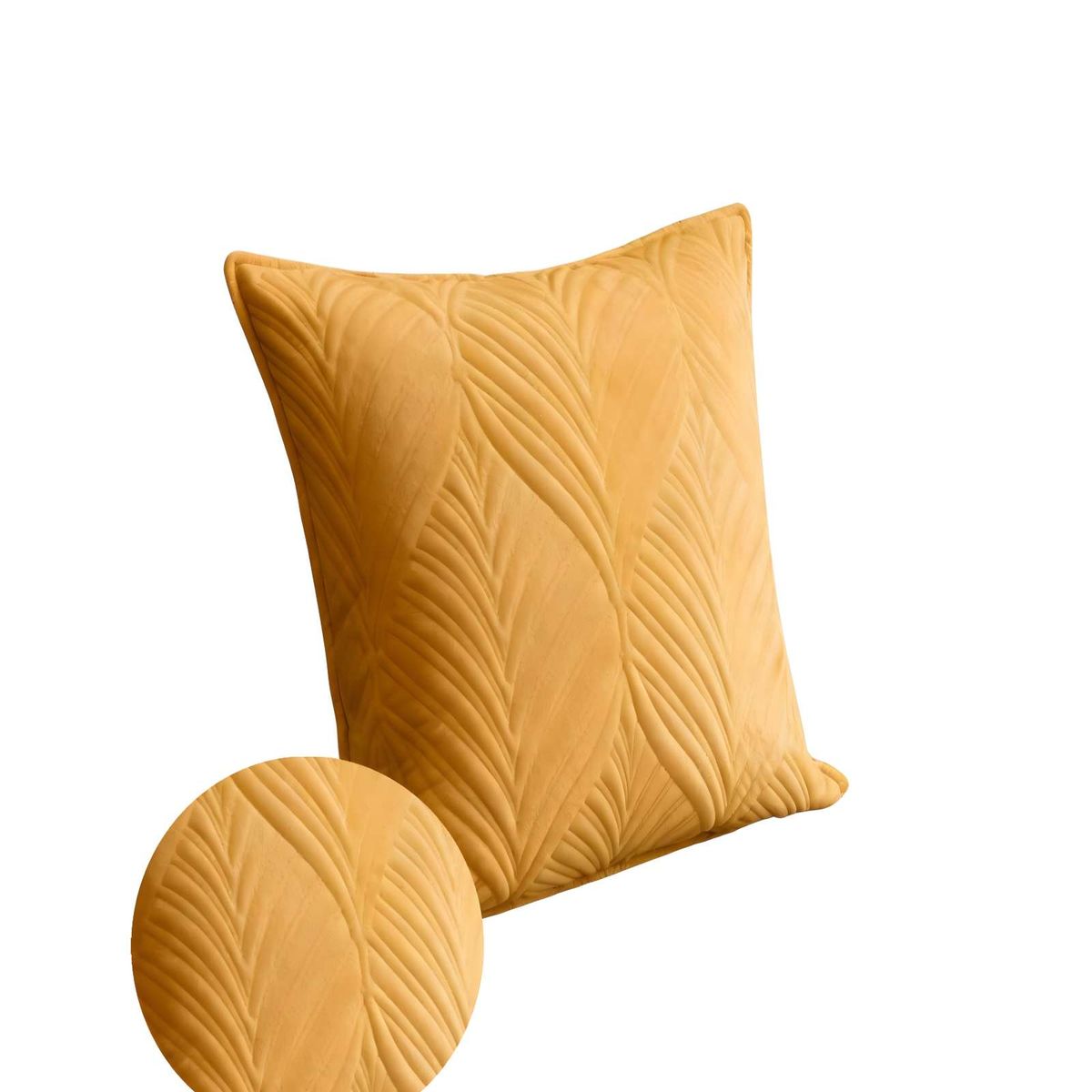 GENERICO - PACK DE 4 FUNDAS DE COJIN SERIE HOJAS 45X45 CM AMARILLO