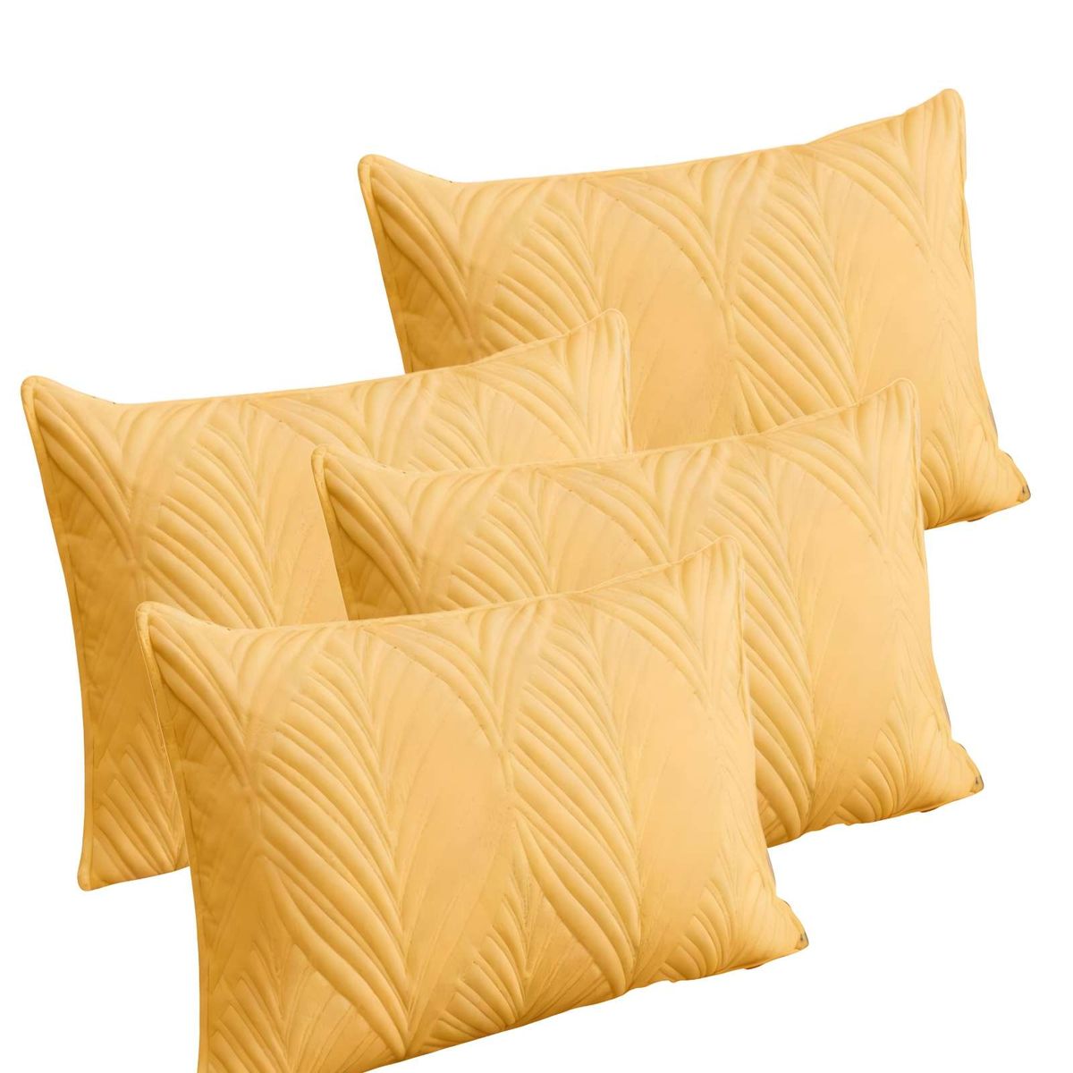 GENERICO - PACK DE 4 FUNDAS DE COJIN SERIE HOJAS 30X50 CM AMARILLO