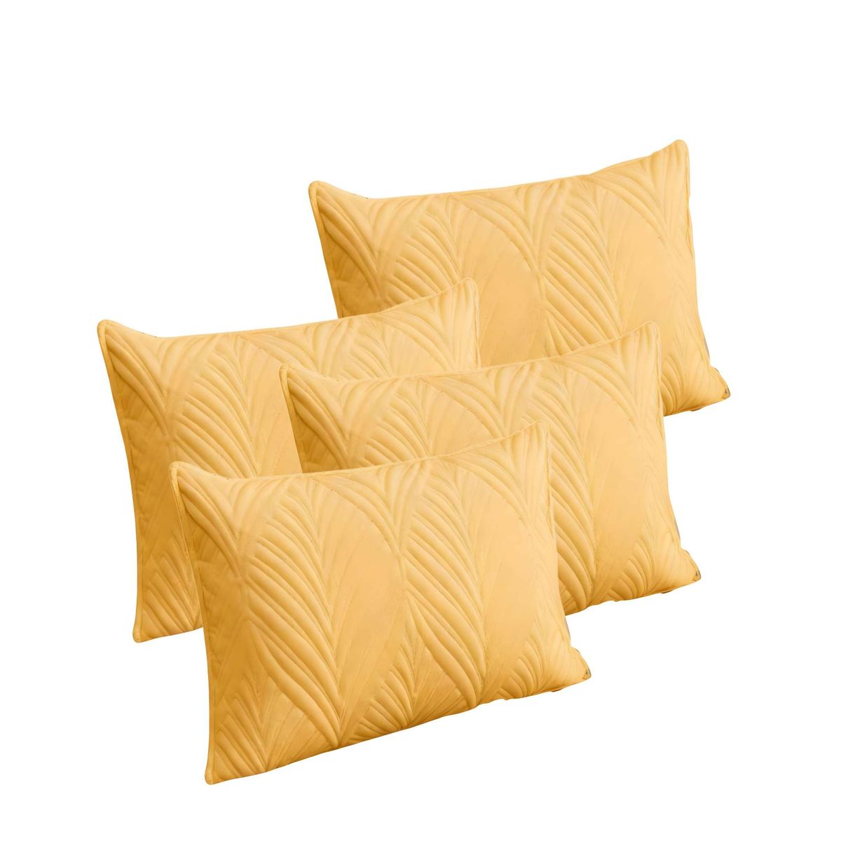 GENERICO - PACK DE 4 FUNDAS DE COJIN SERIE HOJAS 30X50 CM AMARILLO