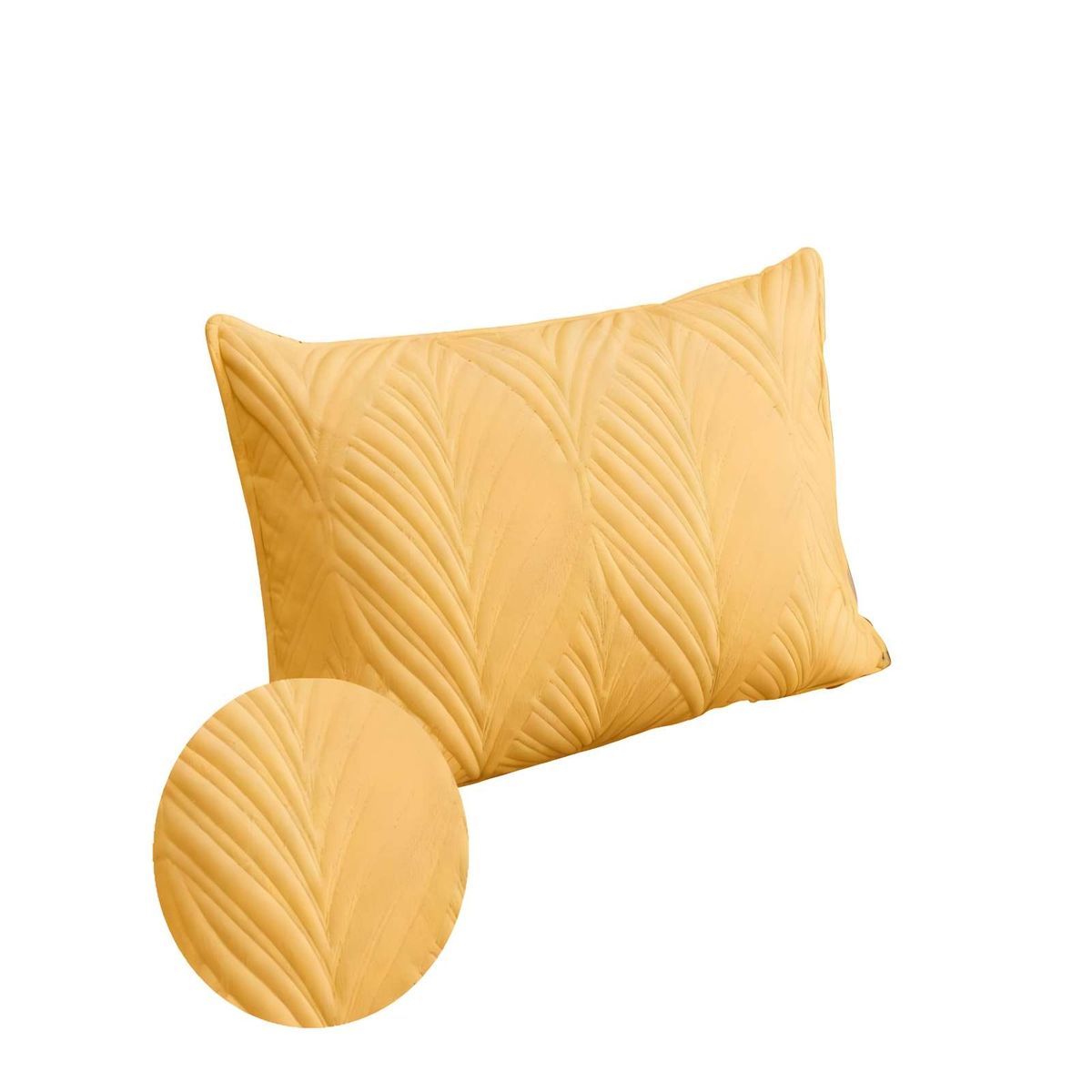 GENERICO - PACK DE 4 FUNDAS DE COJIN SERIE HOJAS 30X50 CM AMARILLO