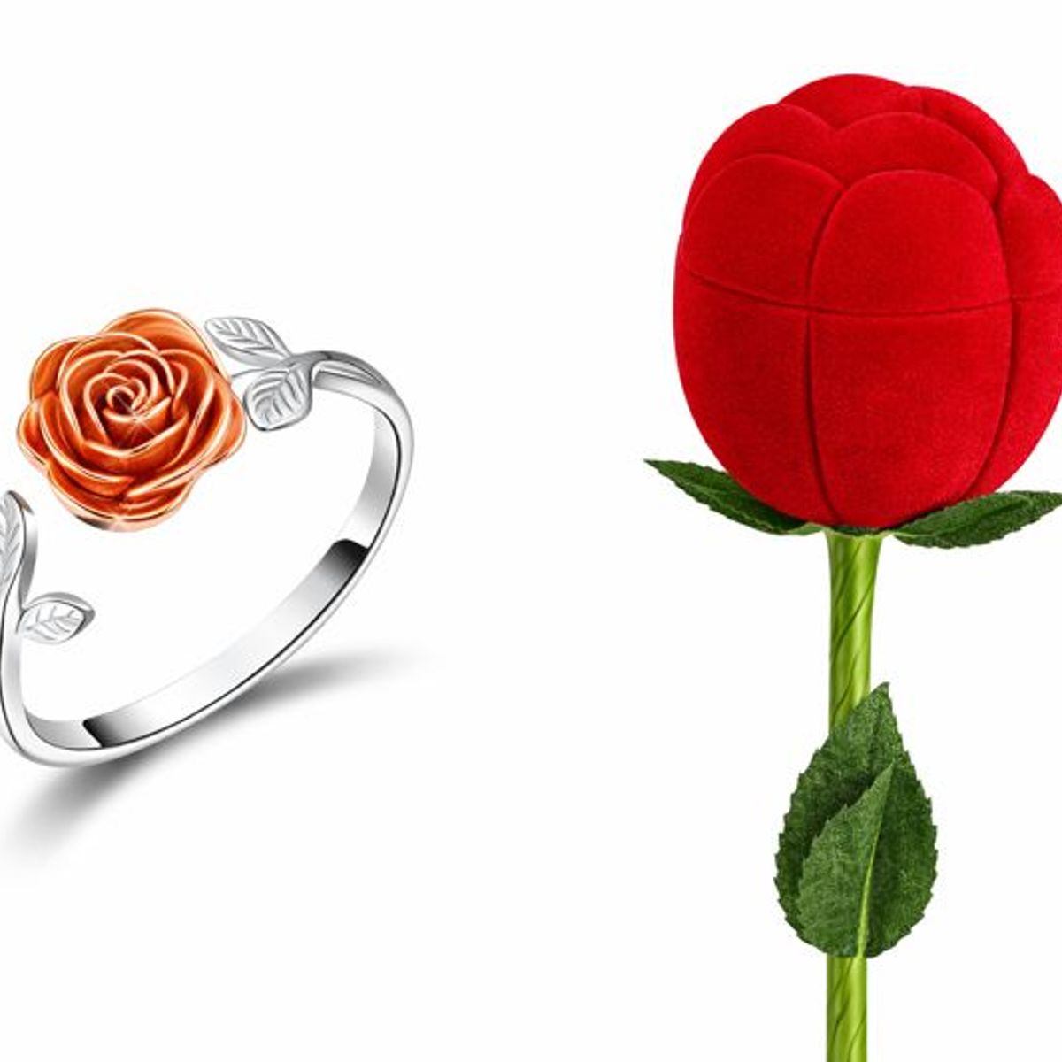 GENERICO - Anillo plata 925 ajustable flor rosa incluye caja