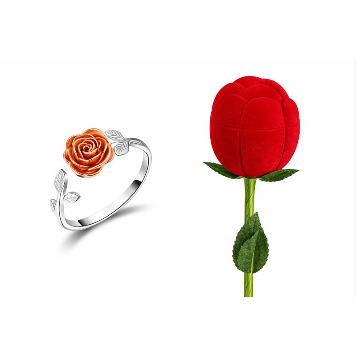 GENERICO - Anillo plata 925 ajustable flor rosa incluye caja