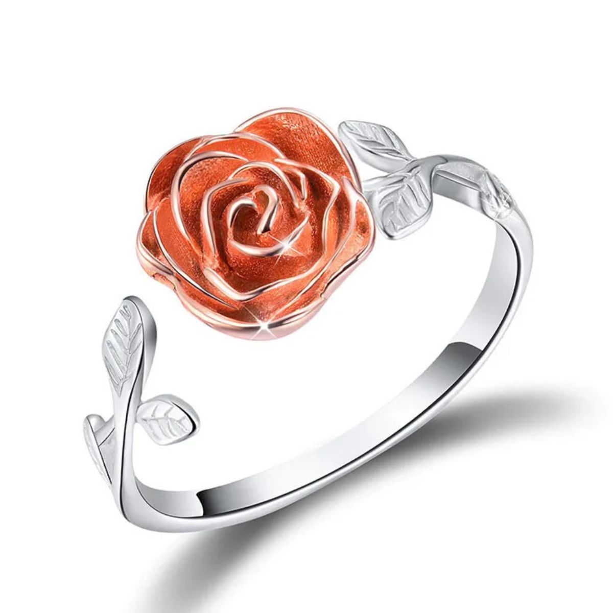 GENERICO - Anillo plata 925 ajustable flor rosa incluye caja