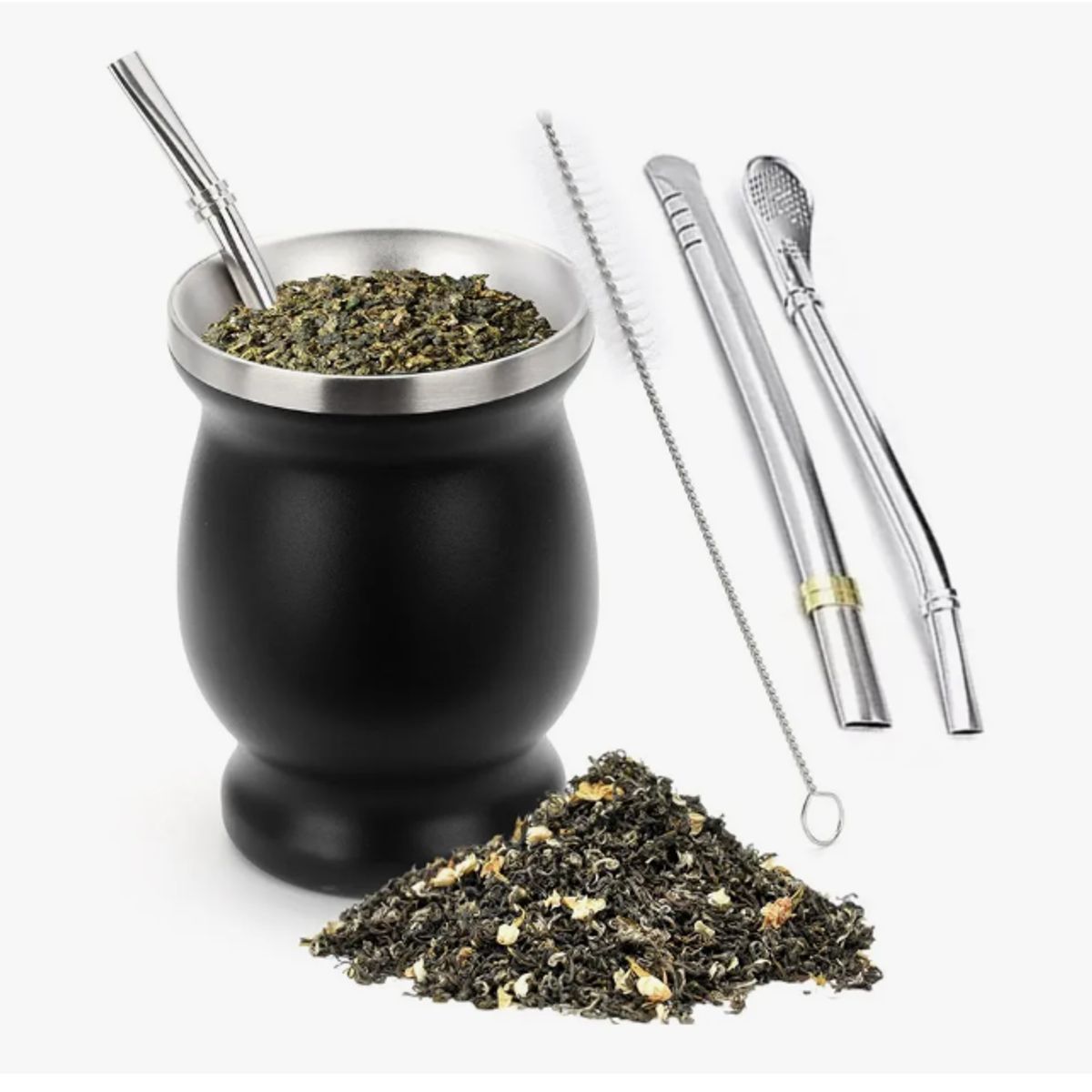 GENERICO - Kit Matero Bombilla Mate Set Matero Acero Inoxidable