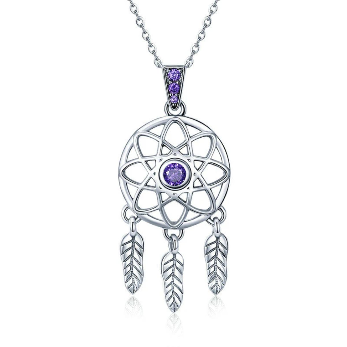 GENERICO - Collar plata 925 atrapasueños amatista mujer joya