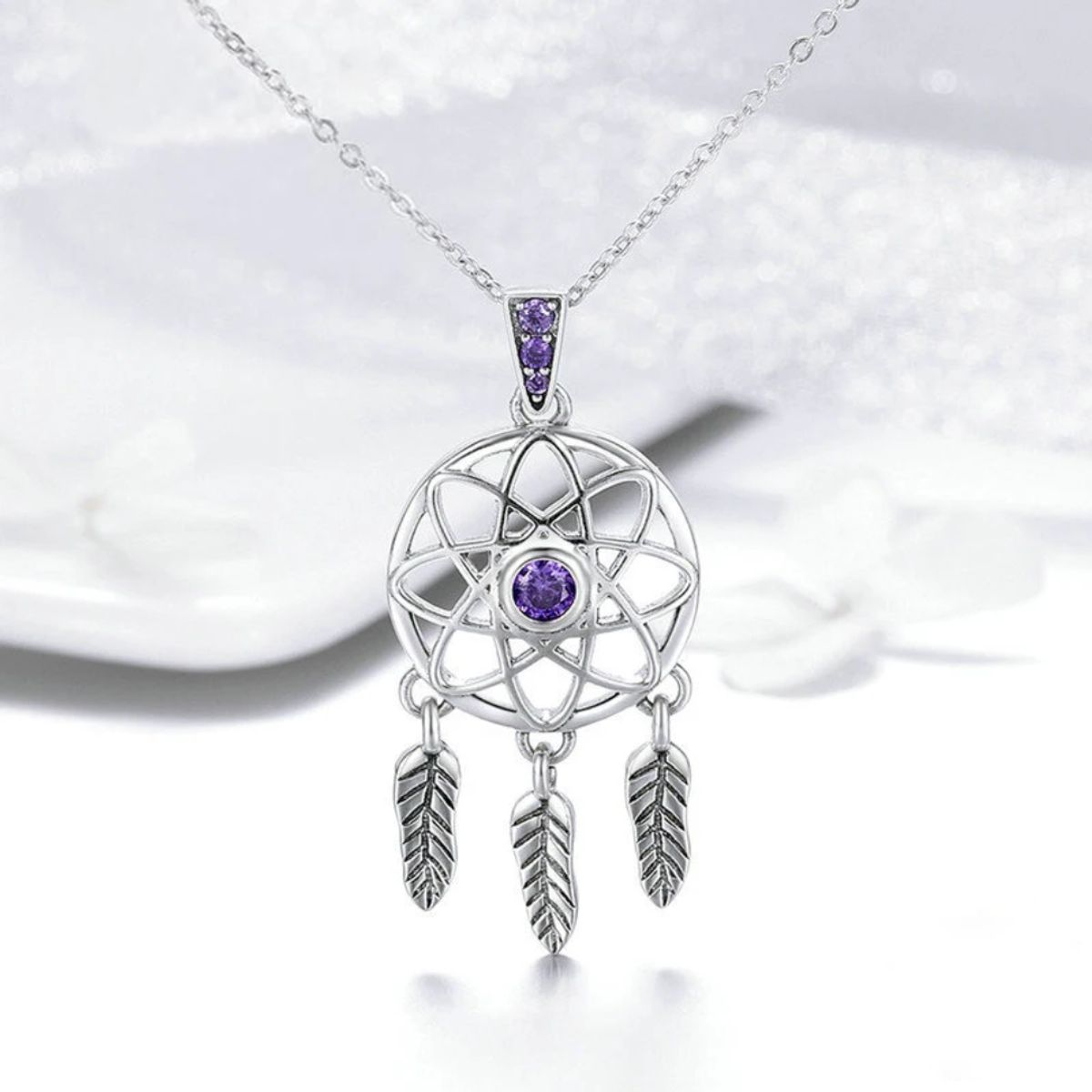 GENERICO - Collar plata 925 atrapasueños amatista mujer joya