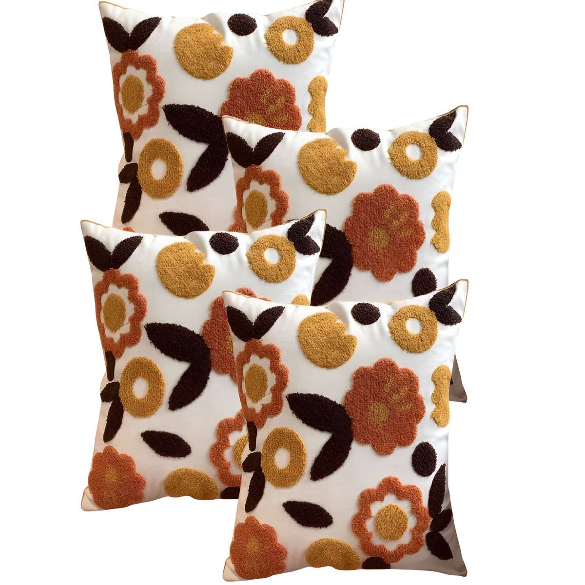 GENERICO - SET DE 4 FUNDAS DE COJIN TUFTING 45X45 CM BEIGE 04
