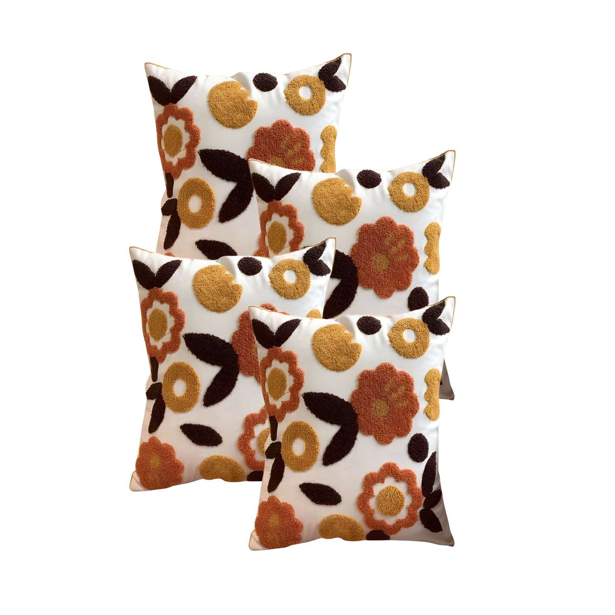 GENERICO - SET DE 4 FUNDAS DE COJIN TUFTING 45X45 CM BEIGE 04