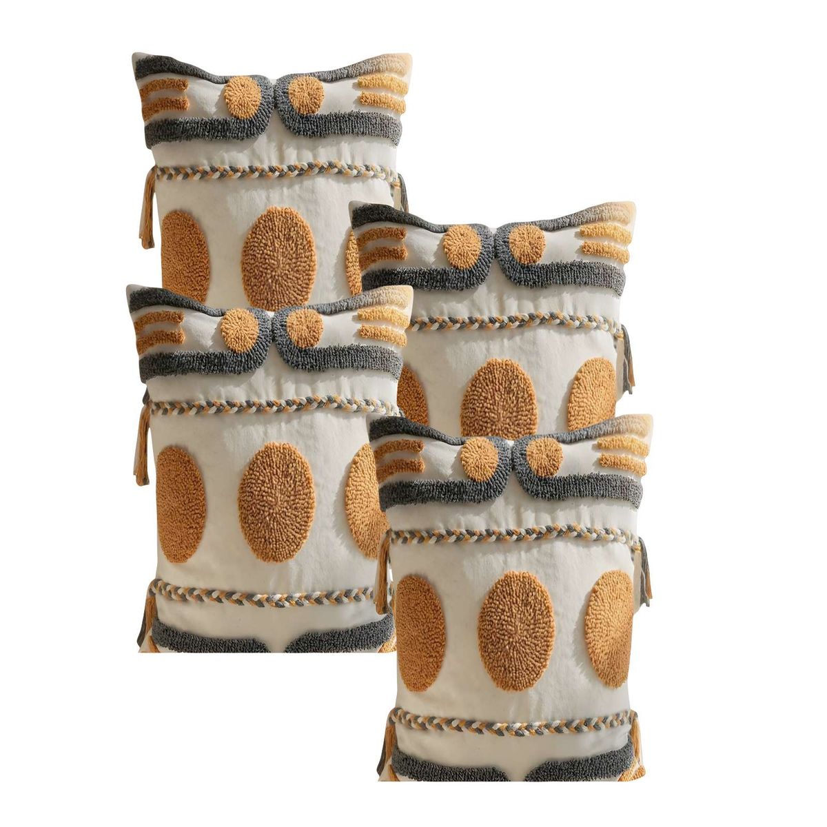 GENERICO - SET DE 4 FUNDAS DE COJIN TUFTING 45X45 CM BEIGE 05