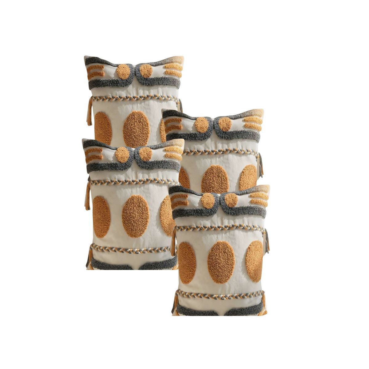 GENERICO - SET DE 4 FUNDAS DE COJIN TUFTING 45X45 CM BEIGE 05